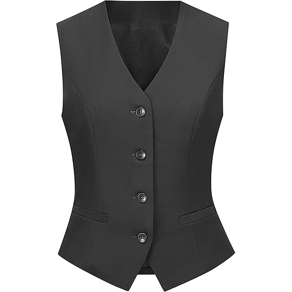 heipeiwa Women's Satin Silky Textured Vest Button Down
